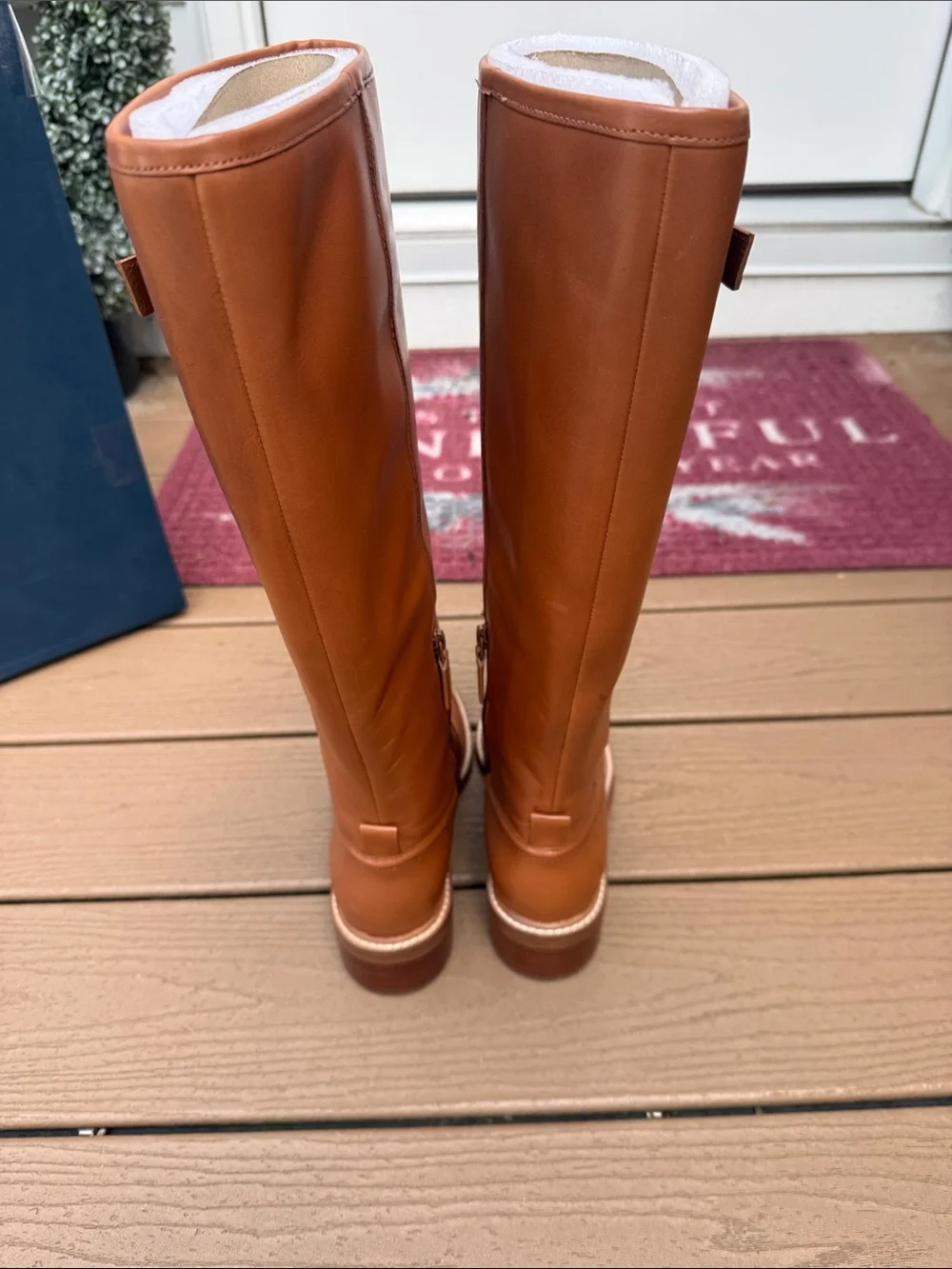 Cole Haan Women's Silvana Tall Buckle Boots, British Tan Leather, 7.5-B US